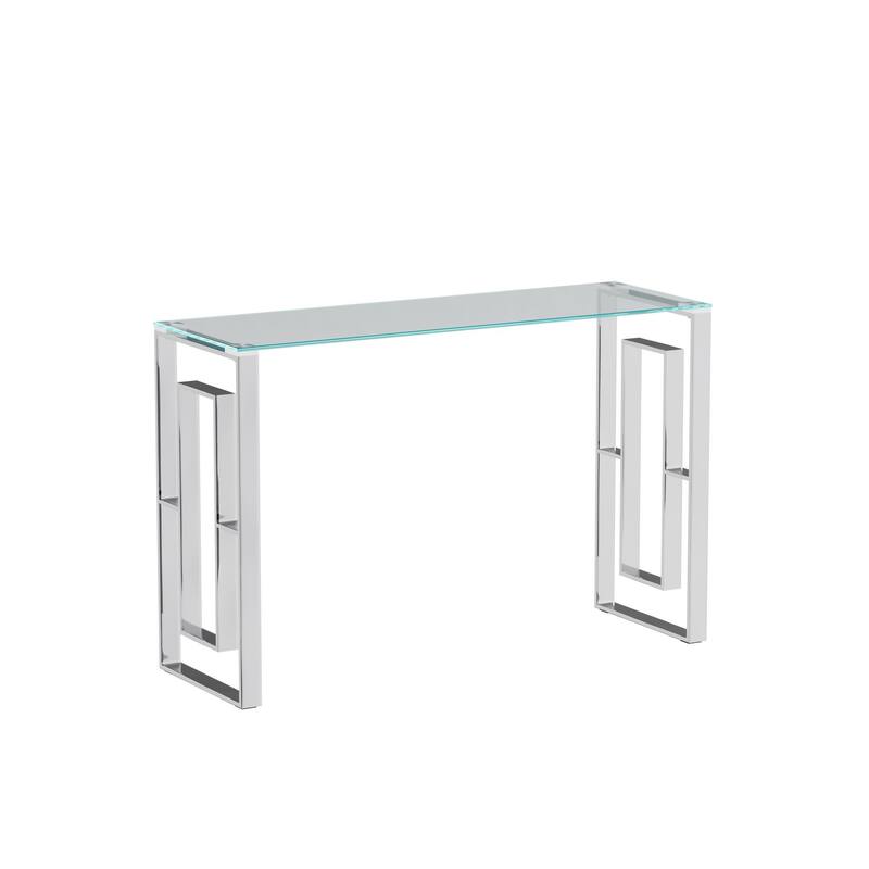 Console Table Stainless Steel Glass,Meal side table Golden Clear