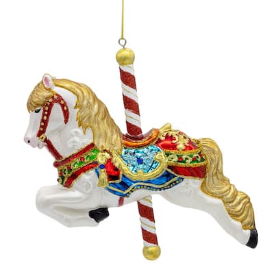 Kurt Adler 6-Inch Bellissimo Glass Carousel Horse Ornament