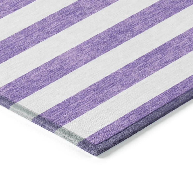 Machine Washable Indoor/ Outdoor Cabana Striped Chantille Rug