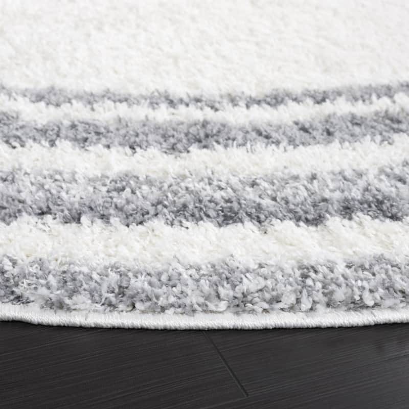 SAFAVIEH Border & Stripe Shag Rigoberta Modern 1.4-inch Thick - 2'2" x 8' Runner