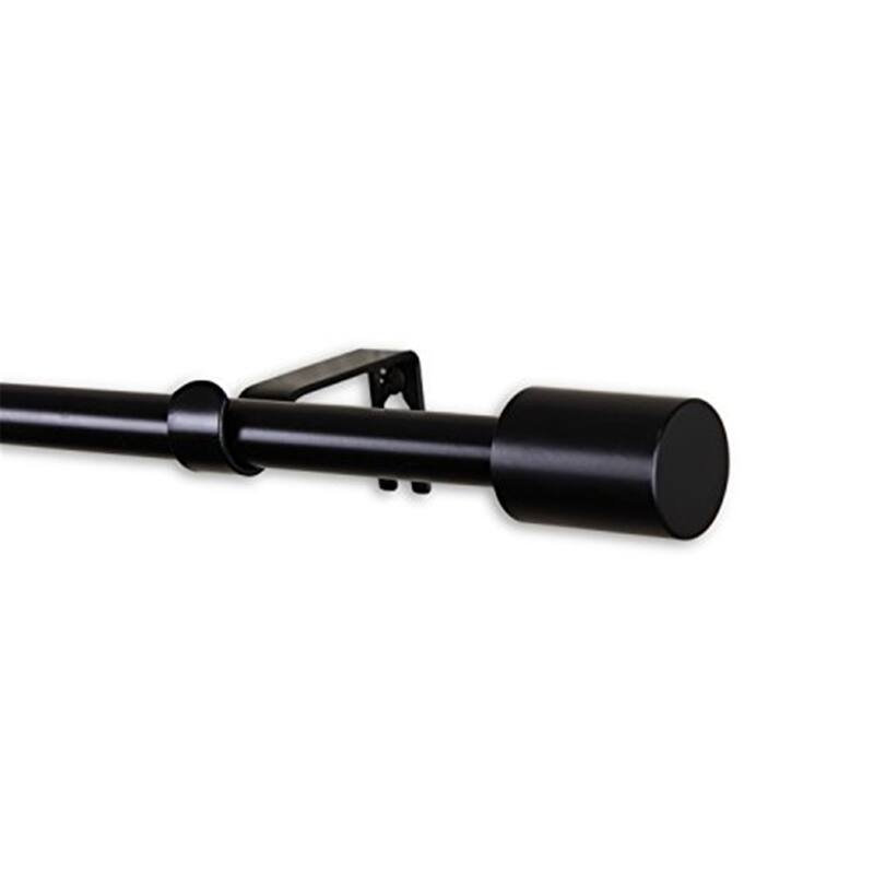 Adjustable Curtain Rod 48-84 Inch, Metal Window Curtain Rod with Finials, Black Curtain Hardware - 84