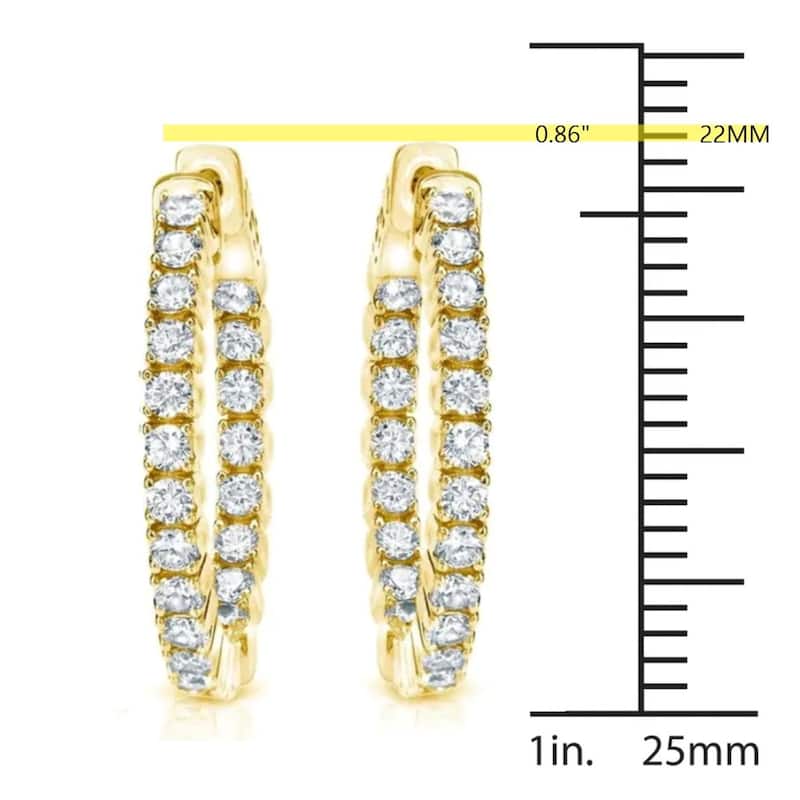Auriya 14k Gold 2 carat TW Medium Diamond Hoop Earrings .86" - 0.86-inch (J-K, I1-I2)