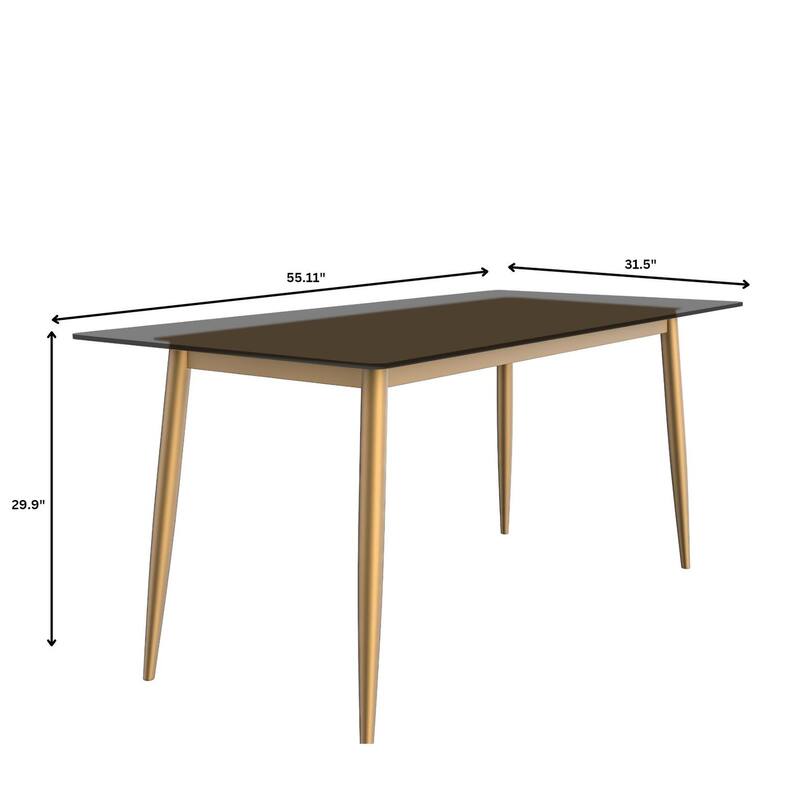 Zayle Dining Table with a 71" Rectangular Top and Gold Steel Base