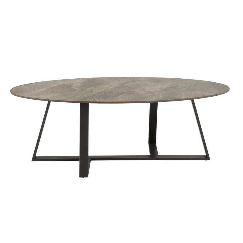 Jurmala Glossy Sintered Stone with Grey Metal Base Tables by iNSPIRE Q Modern
