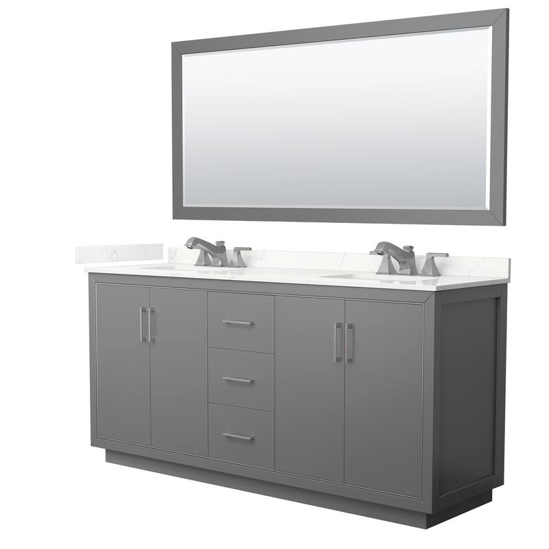 Icon 72-inch Double Vanity, Quartz Top, 70-inch Mirror