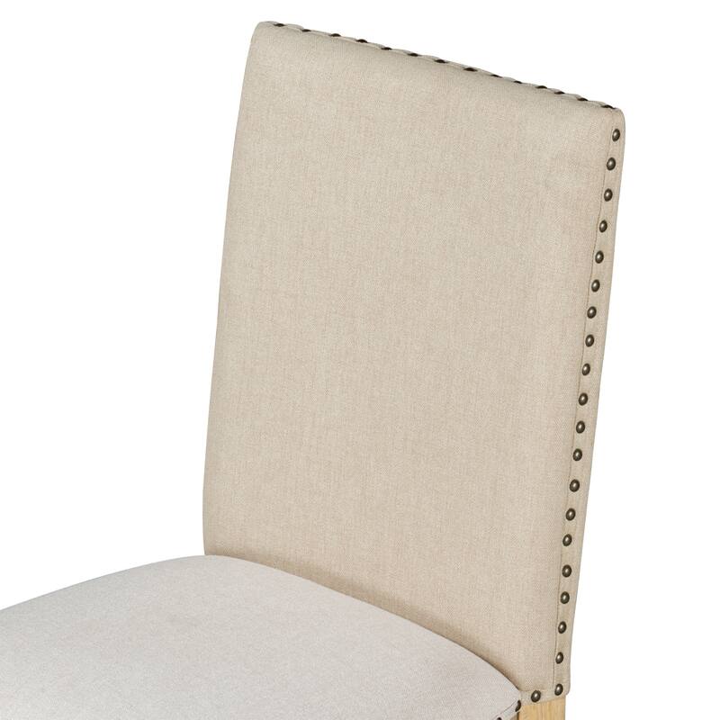 Modern Set of 4 Dining Chairs with Upholstered Fabric and Nailhead Trim for Dining Room and Living Room