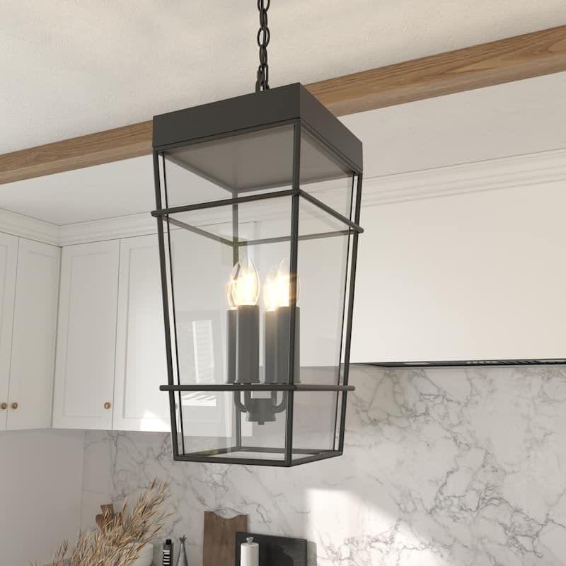 Acroma 3-Light Matte Black Outdoor Pendant Lantern - Matte Black