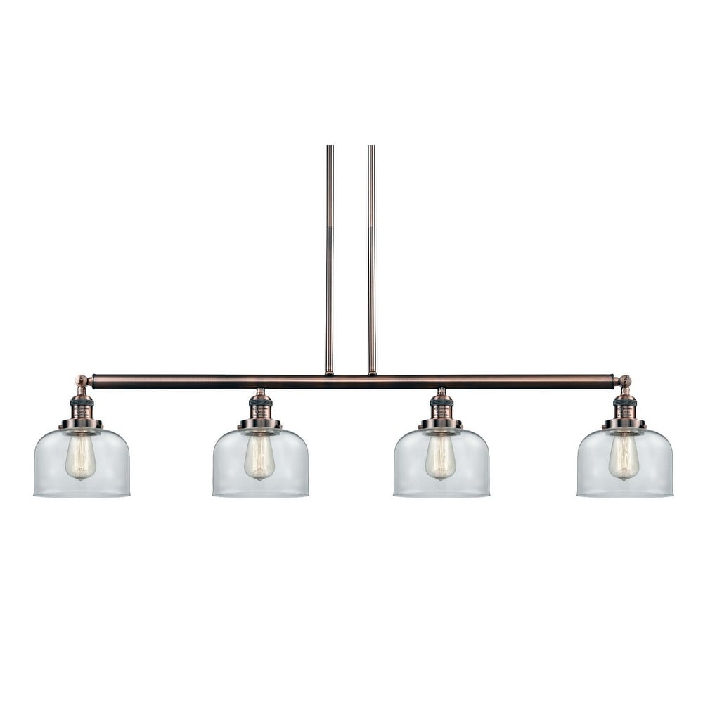 Innovations Lighting 214-S Large Bell  Large Bell 4 Light 53" Wide Linear Chandelier (Antique Copper / Clear) - Chandeliers For Bedrooms by Overstock.com