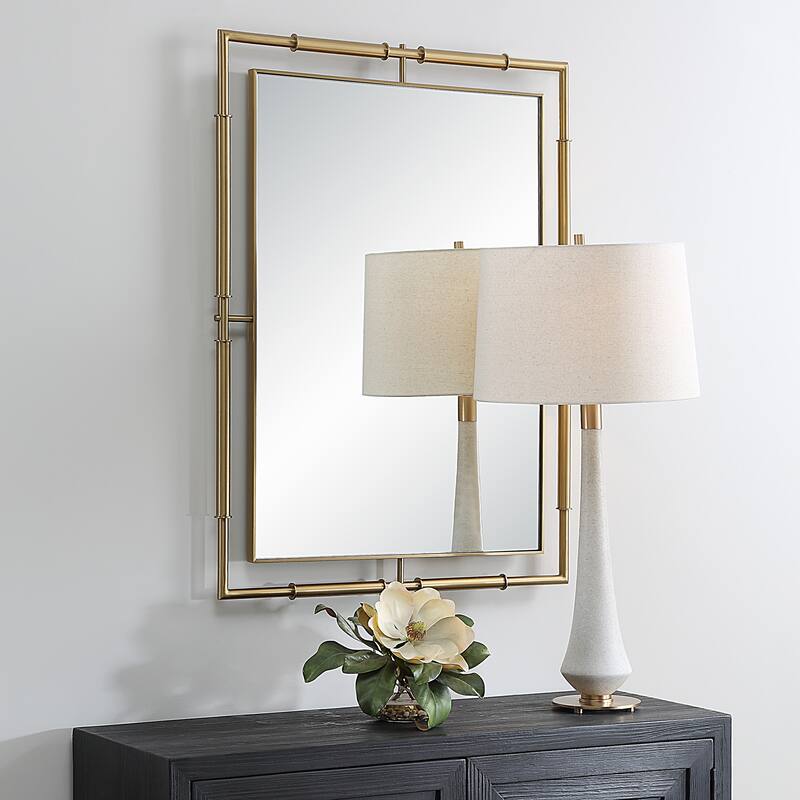 Uttermost It's All Connected Rectangle Brass Mirror - 40"H x 30"W x 1" D