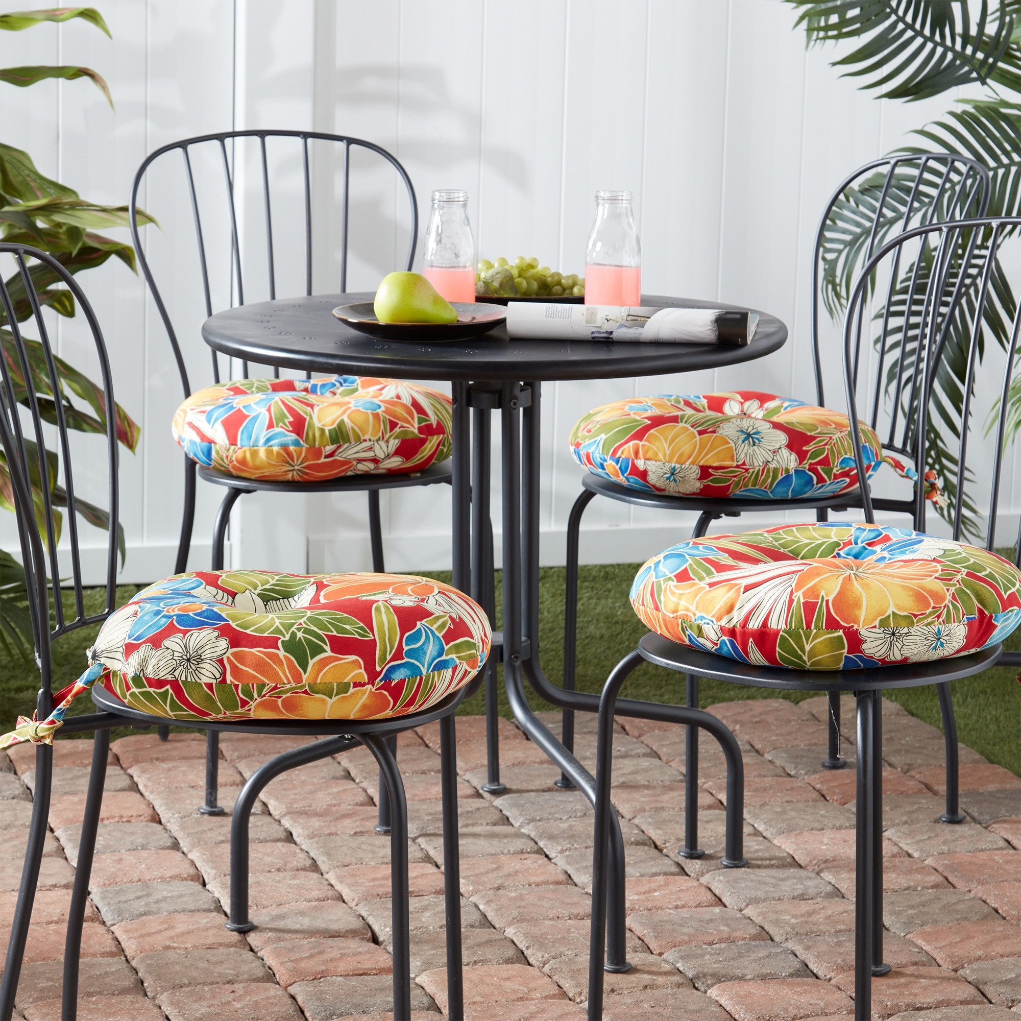 Outdoor bistro chair pads top
