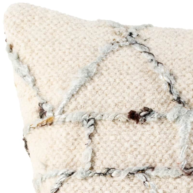 Sarae Textured Woold Blend Farmhouse Throw Pillow