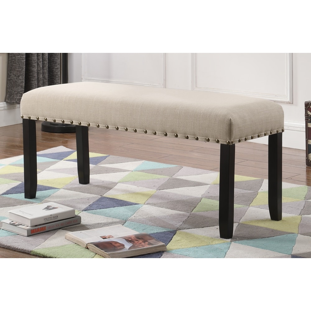 Dining Bench Corridor Bench Leisure Bench with Nailhead Trim, Upholstered Seat Decorative Bench with Solid Wood Legs