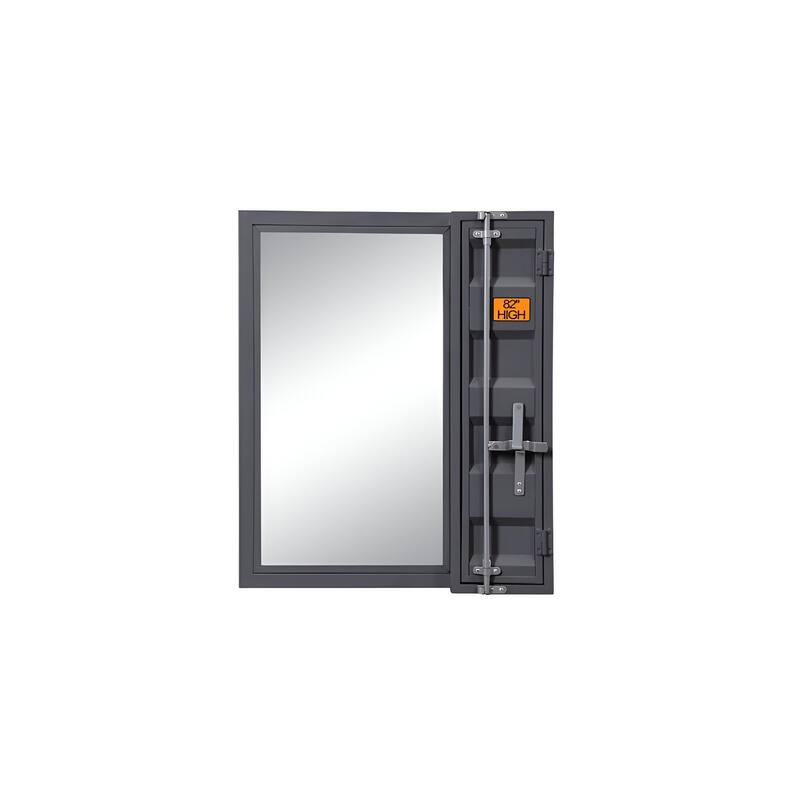 HomeRoots 32" Gunmetal Metal Framed Mounted Dresser Mirror - 26' X '32' X '4