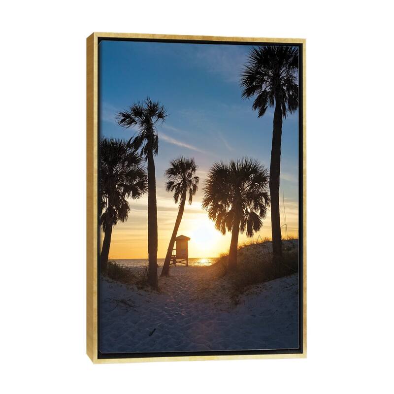 iCanvas "Florida Sunset, Clearwater Beach, Florida" by George Oze Framed Canvas Print - Gold - 26x18