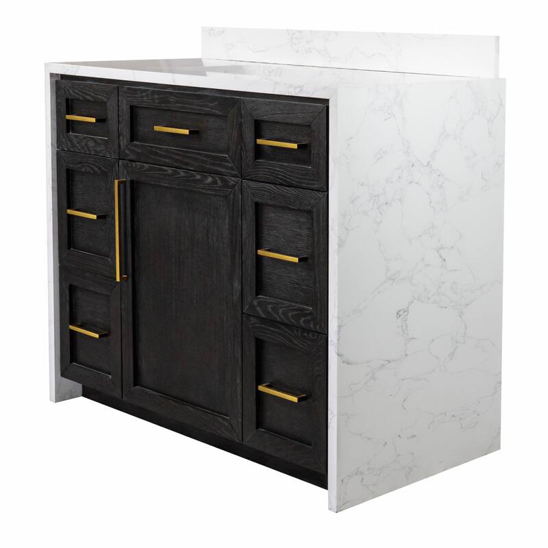 KitchenBathCollection Palisade 42" Waterfall Vanity with Engineered Marble Top