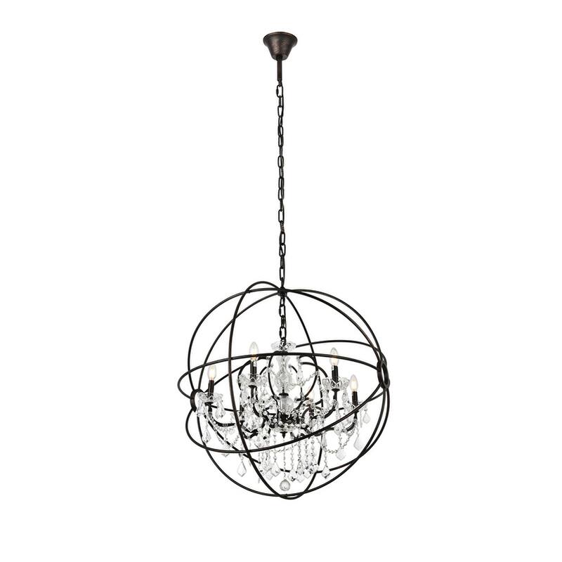 Royce Edge 6-Light Dark Bronze Chandelier - dark bronze (royal cut clear crystals)