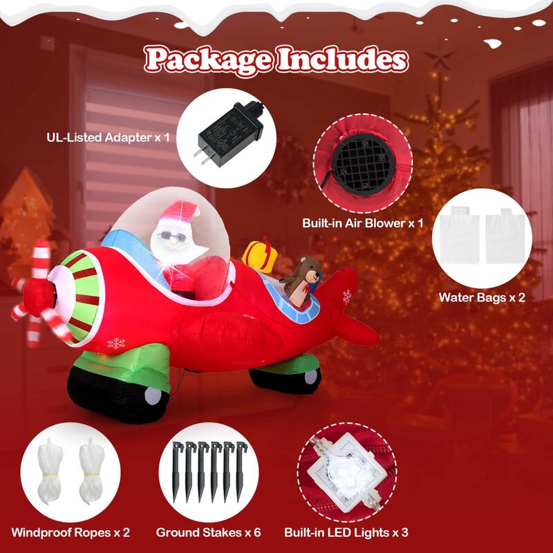 Costway 7.2 FT Christmas Inflatables Airplane with Gift Boxes and - as pic shows - See Details
