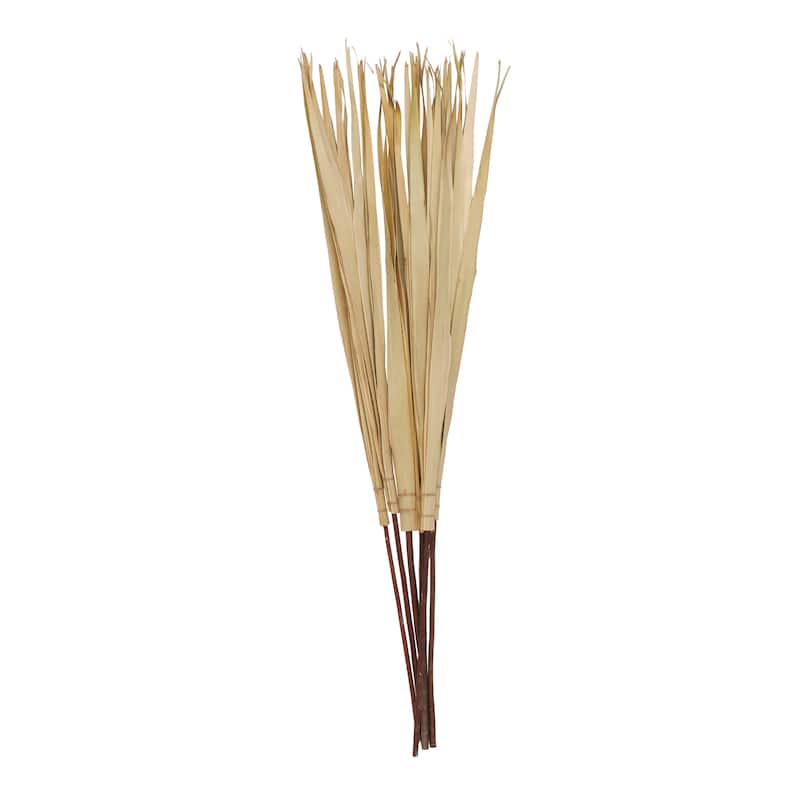 Palm Leaf Tall Home Decor Natural Foliage with Grass and Dark Brown Stems - Light Brown - Roche River Decor