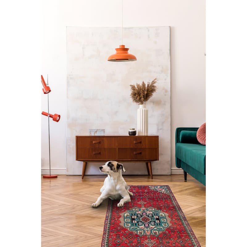 ECARPETGALLERY Hand-knotted Andelz Red Wool Rug - 3'2 x 10'2