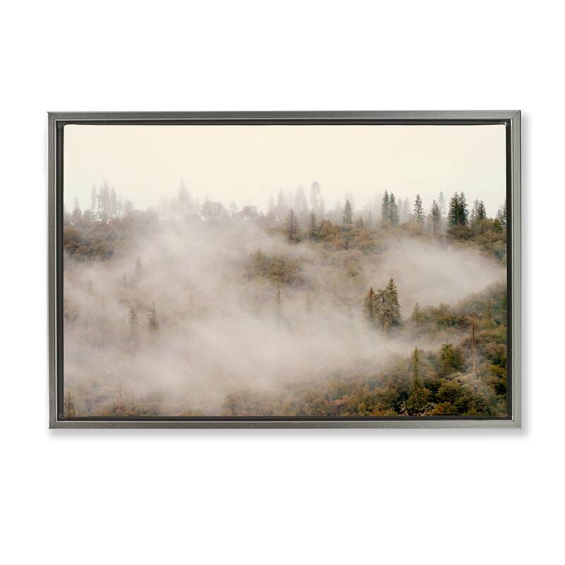 Stupell Morning Fog over Trees Framed Floater Canvas Wall Art Design By Gemma Bardot - 25 x 17 - Grey