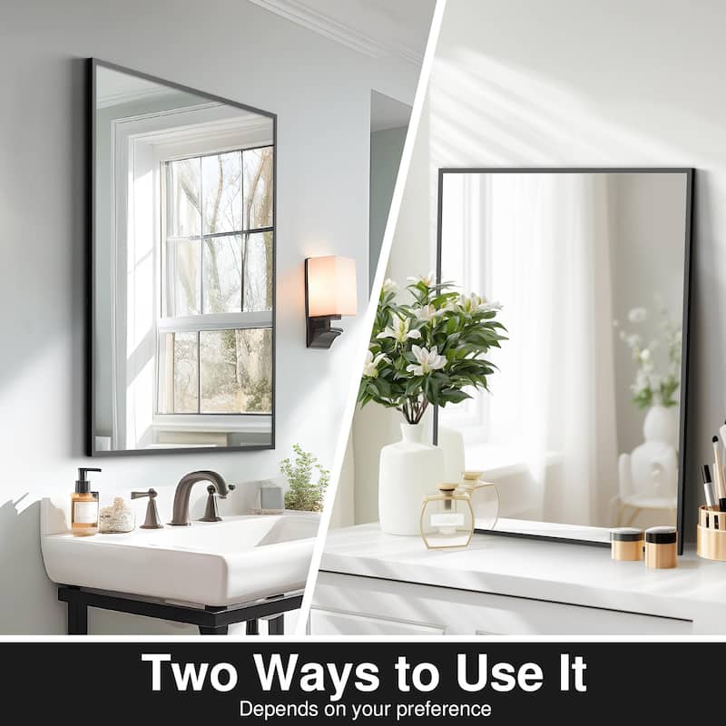 Fashionable Wall Mirror with Aluminum Alloy Frame (Set of 2) - Black - 38*26