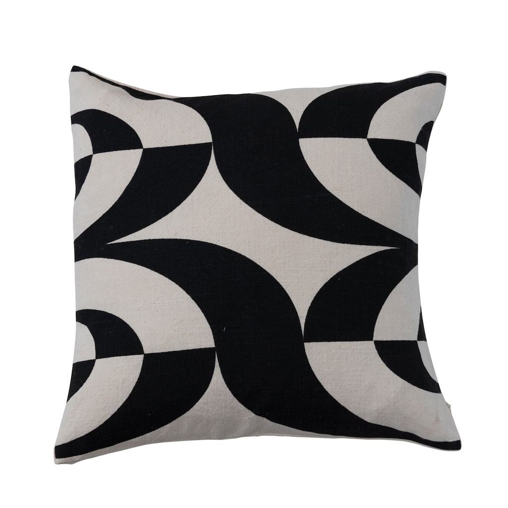 Cotton Slub Throw Pillow with Abstract Print