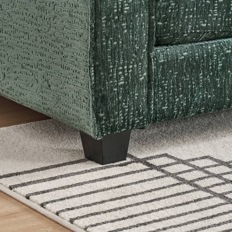 Cloud Chenille L-shaped Sectional Sofa, Deep Seat Couch with Thick Cushions, Movable Ottoman and Waist Pillows for Living Room