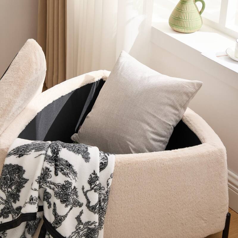 2 Piece Fabric Storage Footstool Set Footstool Shoe Stool with Metal Legs