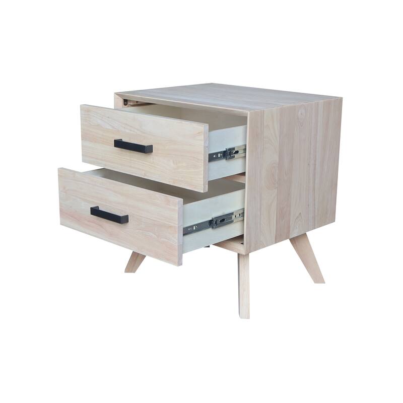 International Concepts Solid Wood 2-Drawer Nightstand, Wide-Body Ready to Finish Bedside Table with 18.5" Wide Drawers