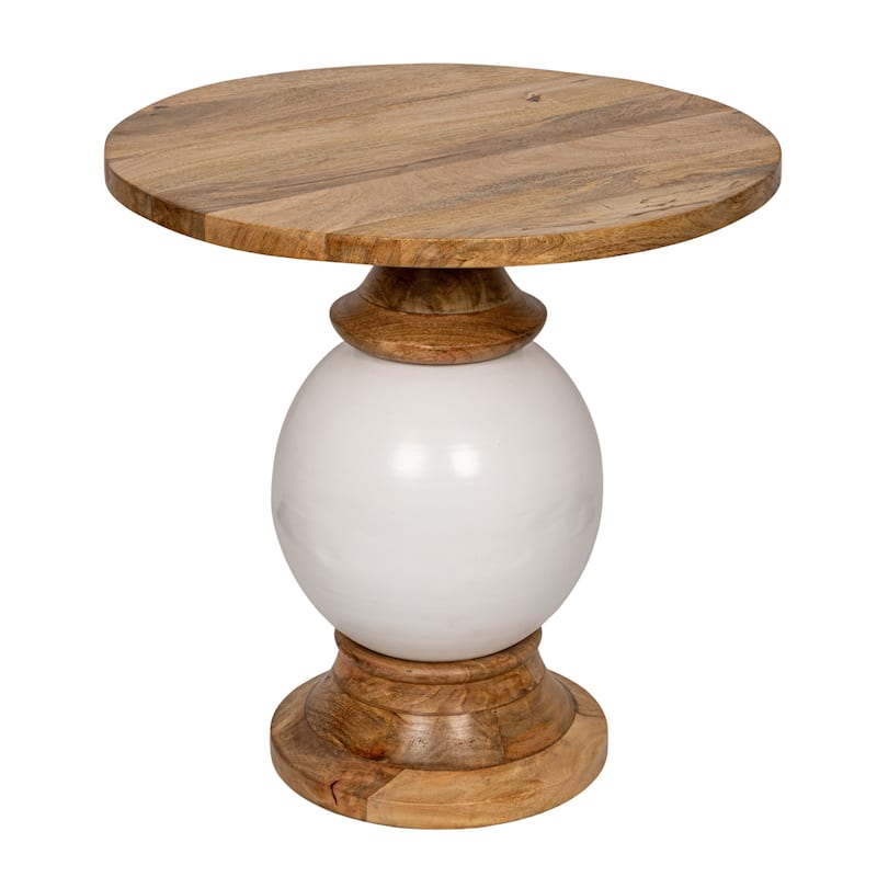 Round Mango Wood and Metal Pedestal Table,