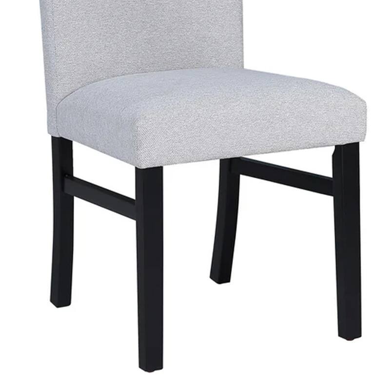 Ticy Dining Chair Set of 2, Dove Gray Padded Seat, Black Wood Legs