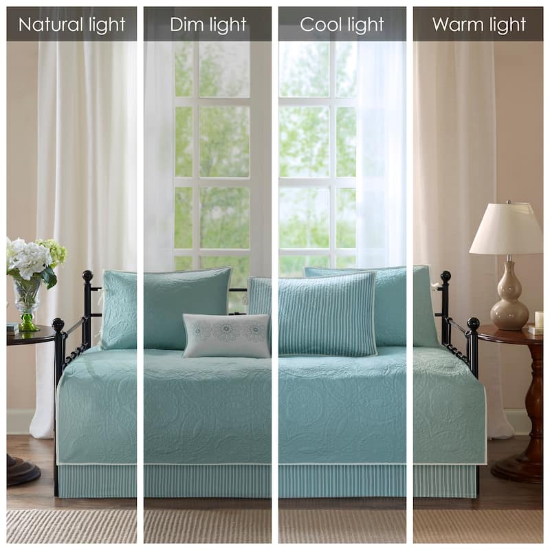 Madison Park Brenna Blue Printed 6 Piece Day Bed Cover Set