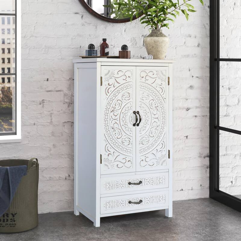27in Accent Tall Tower White Storage Cabinet