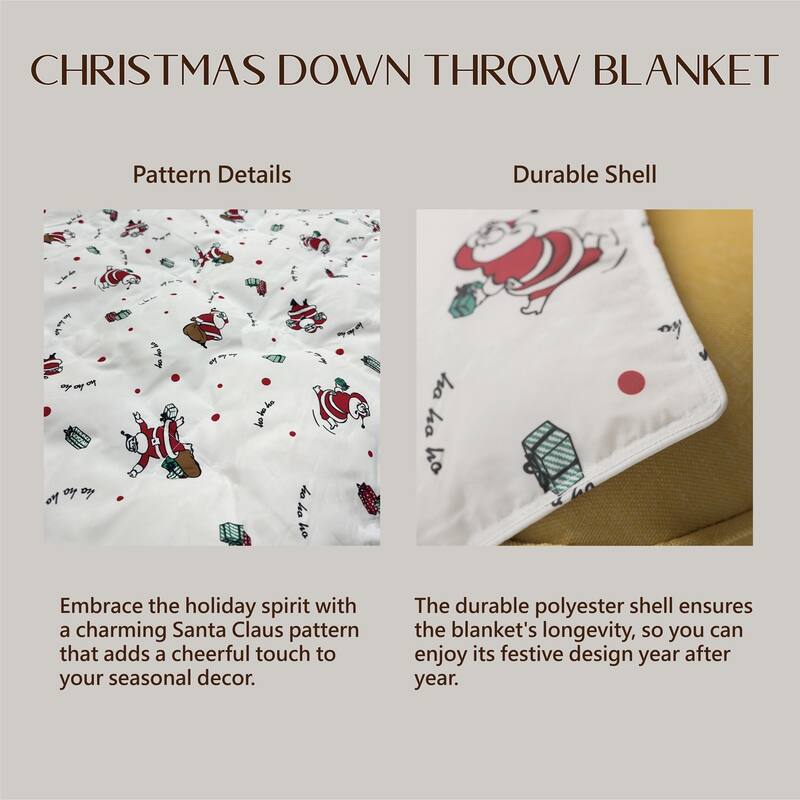 Santa Claus Christmas Down Throw Blanket 50"x58"