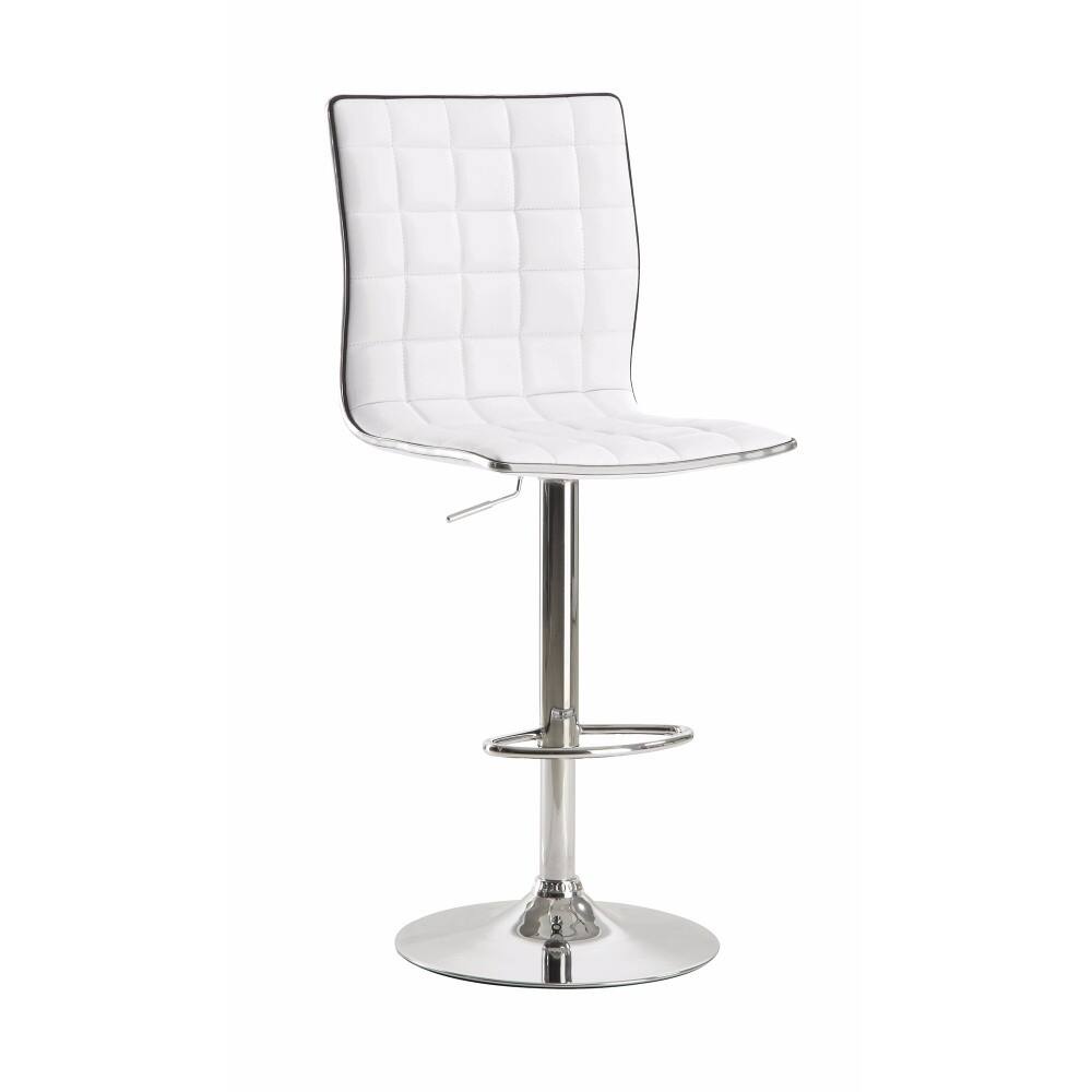 Waffle Adjustable Swivel Bar Stool, White ,Set of 2