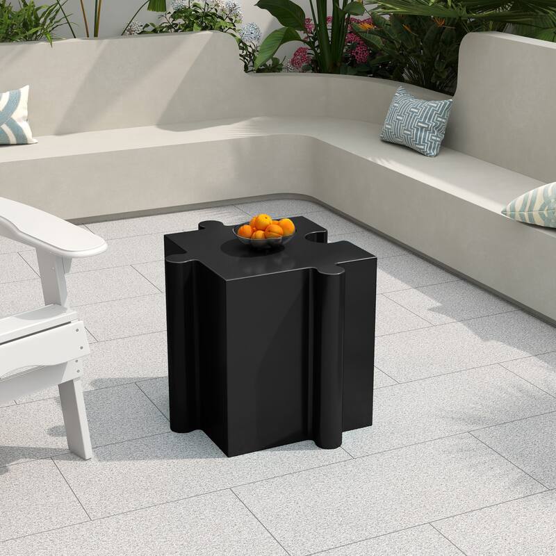 Christopher Knight Home - Sandy Puzzle Art Modern Outdoor Side Table with Modular Convex Edge Design