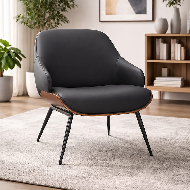 Contemporary Faux Leather and Metal Accent Chair