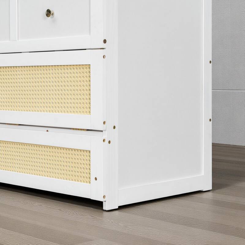 Full Size Murphy Bed with Large Storage Drawers, Space-Saving Foldable Wall Bed with Elegant Front Design