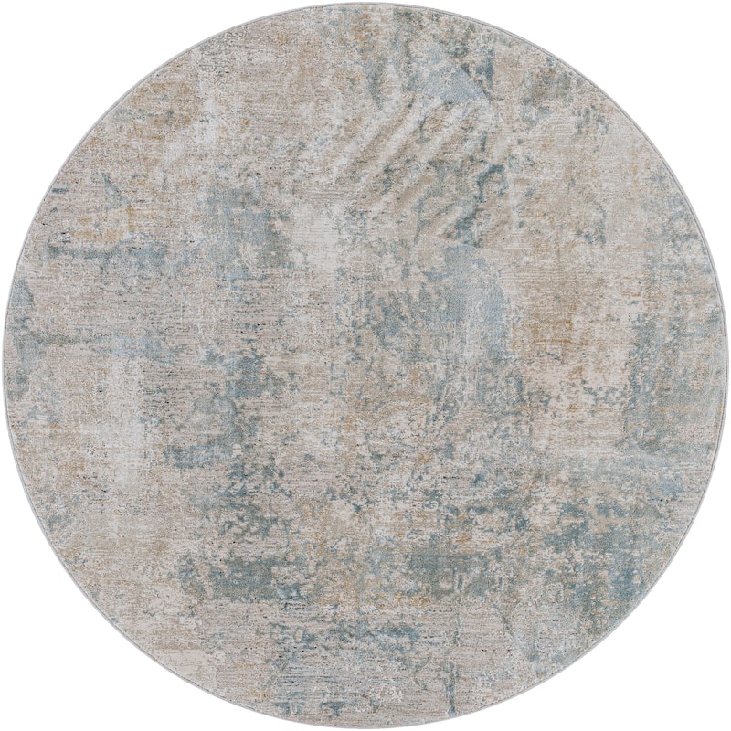 Livabliss Modern & Contemporary Brunswick Abstract Area Rug - 7'10" x 7'10" Round - Cement