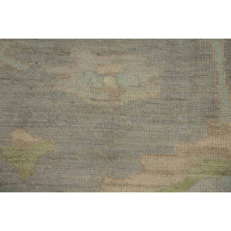 Handmade Gray Oushak Vegetable Dye Area Rug, Flora Geometric Carpet - 9' 10'' X 8' 6''