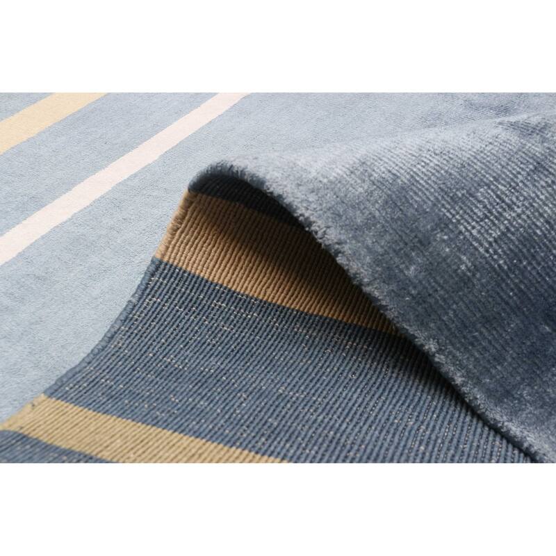 ECARPETGALLERY Hand Loomed Kashkuli Gabbeh Light Denim Blue Viscose Rug - 5'3 x 7'4