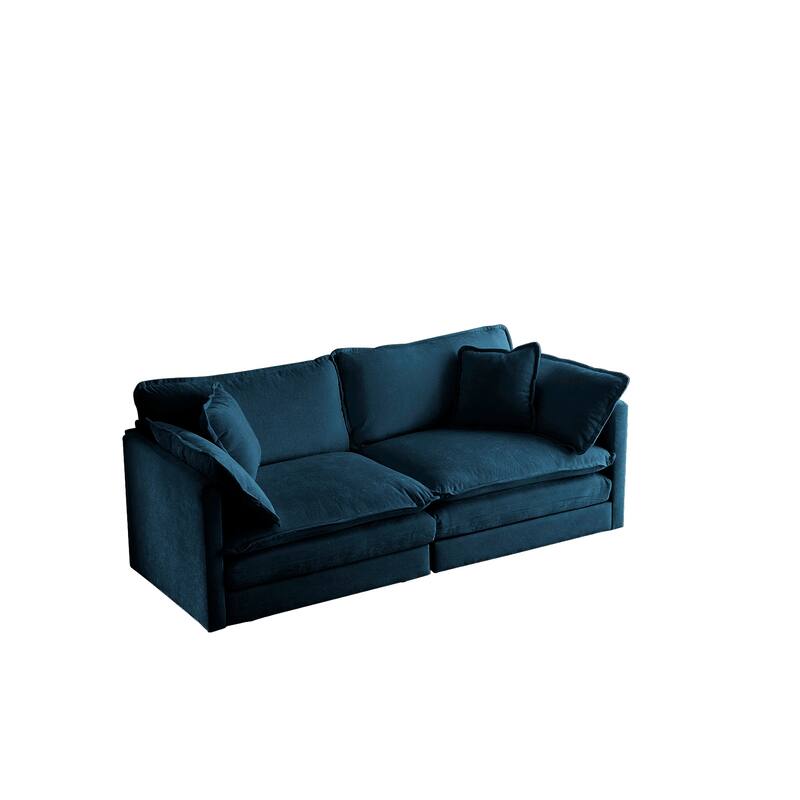 Multi Size Chenille Settee, Modular Sectional Sofa Set with Pillows