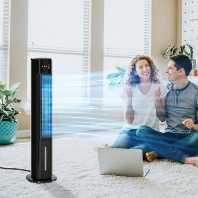 HOMCOM Portable Evaporative Air Cooler, Ice Cooling Fan Water Conditioner Unit with 3 Modes, 3 Speeds, Remote Control, Timer