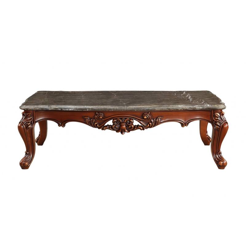 63" Marble Walnut Wood Coffee Table