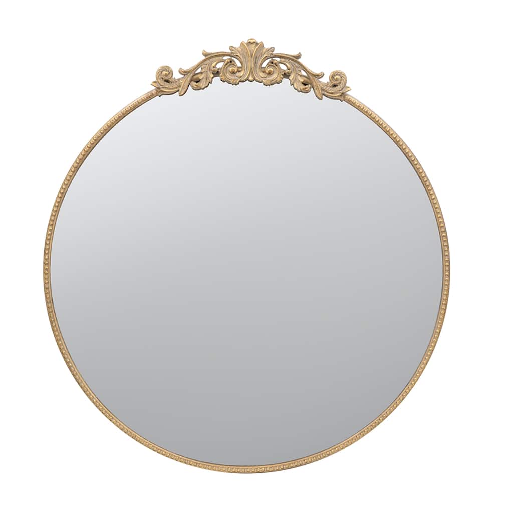 Vintage-Style Round Vanity Wall Mirror - 38.5" - Gold