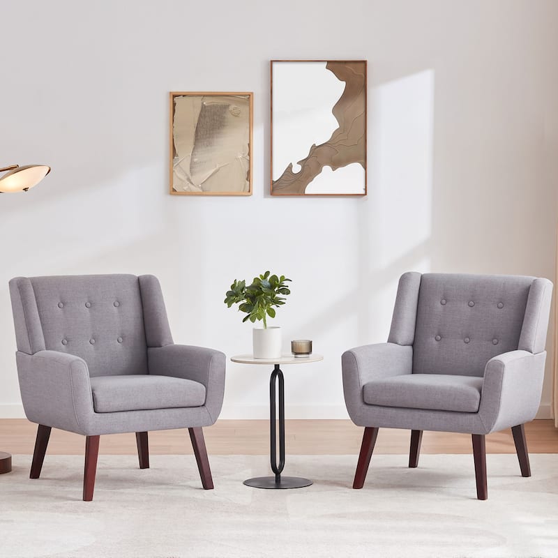 HUIMO Set of 2 Modern Tufted Accent Chair - Light grey