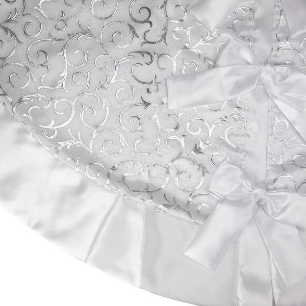 Shop 48 Silver Metallic Filigree Christmas Tree Skirt With Sateen