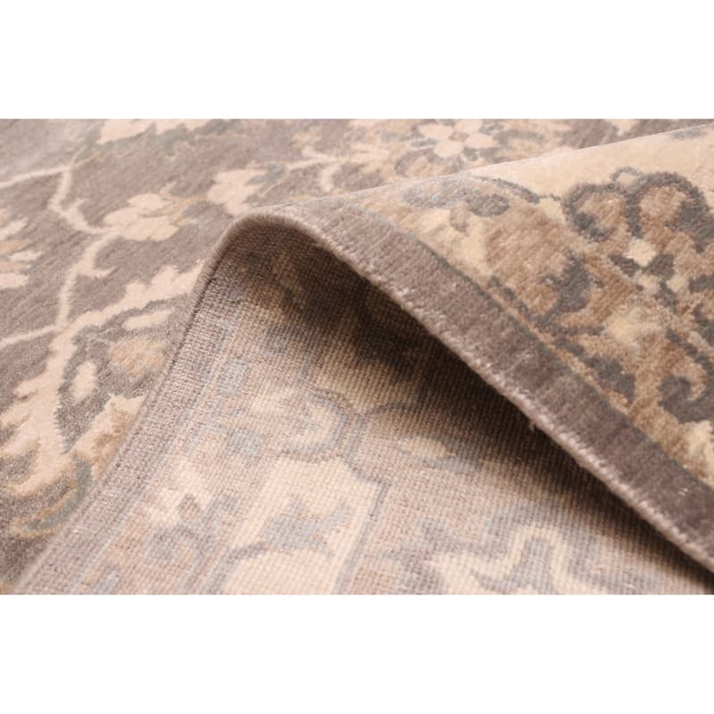 ECARPETGALLERY Hand-knotted Mirzapur Dark Grey Wool Rug - 7'11 x 9'10