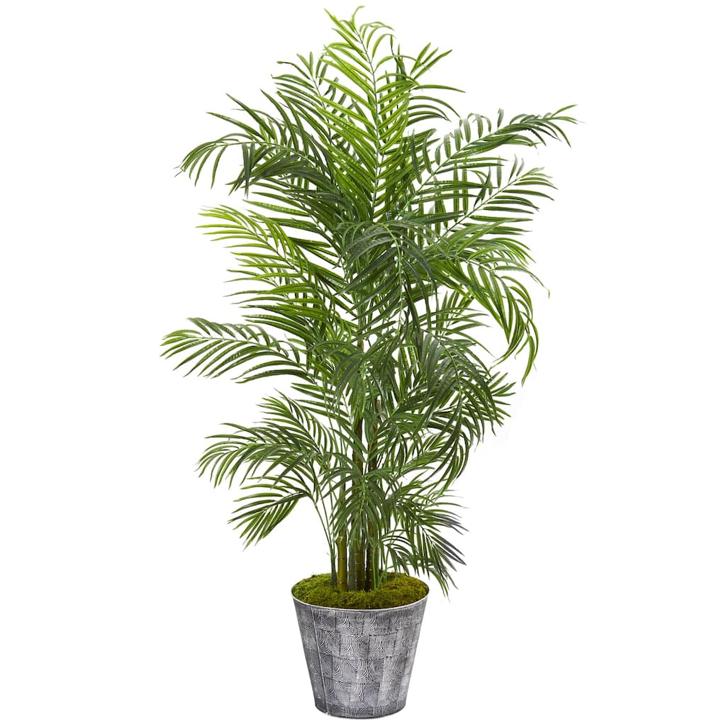 63In Artificial Palm Tree with Planter - Indoor Tropical Decor, Realistic Greenery, Home Office Accent