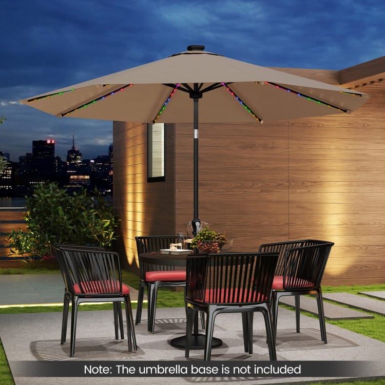 Polyester Metal Solar Patio Umbrella with LED Lights